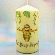 Load image into Gallery viewer, Decorative sloth candle, Sloth lover gift, pillar candle decor