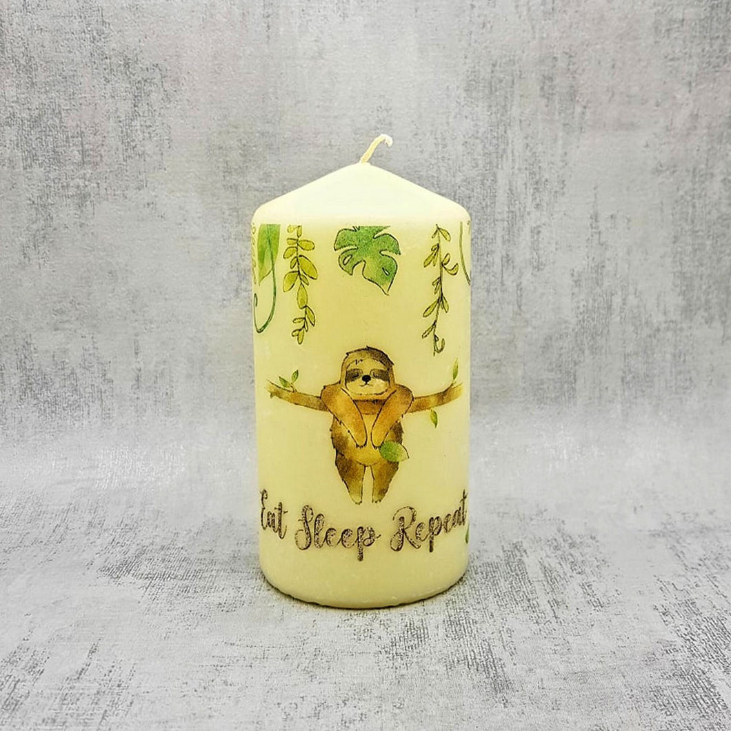 Decorative sloth candle, Sloth lover gift, pillar candle decor