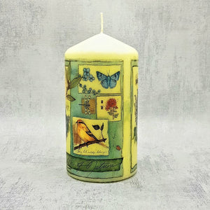 Decorative candle, Spring collage house decor, Floral pillar candle birthday gift for her, for mom