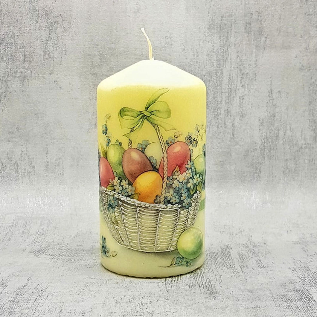 Decorative Easter candle, Easter house decor, Pastel Easter eggs