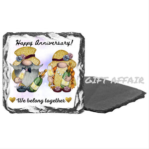 Slate coasters, Personalised Valentine's day, Anniversary, Friendship gift for her, for him, letterbox gift, gnomes gift