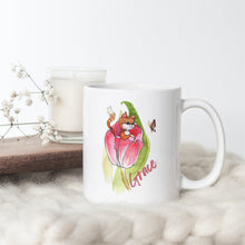 Load image into Gallery viewer, Personalised cat mug, Cat in flowers coffee and tea cup, Cat lover gift for friend, sister, brother, mother, dad
