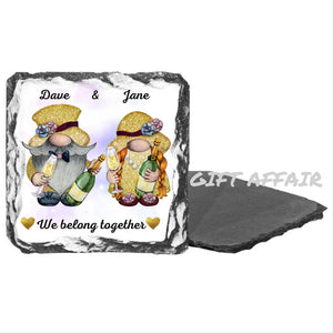 Slate coasters, Personalised Valentine's day, Anniversary, Friendship gift for her, for him, letterbox gift, gnomes gift