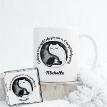 Load image into Gallery viewer, Personalised mug and coaster, Yin and yang coffee and tea cup, gift for friend, sister, brother, mother, dad