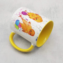 Load image into Gallery viewer, Ceramig Easter mug, Easter tableware, yellow mug with Easter chicks