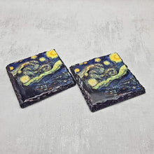 Load image into Gallery viewer, Slate coasters, letter box gift, set of 2, artistic gift set for her, for him, for mother, for friend