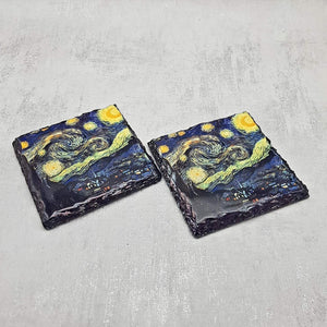 Slate coasters, letter box gift, set of 2, artistic gift set for her, for him, for mother, for friend