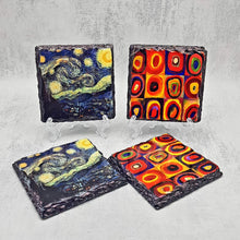 Load image into Gallery viewer, Slate coasters, letter box gift, set of 2, artistic gift set for her, for him, for mother, for friend