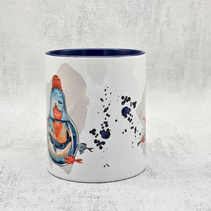 Whale mug and coaster, Ceramic tableware, personalised mug and coaster