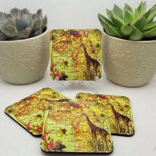 Load image into Gallery viewer, African coaster set, set of 2 mdf coasters, Giraffe lovers