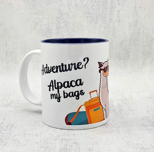 Travel ceramic mug, Keepsake gift, Alpaca mug