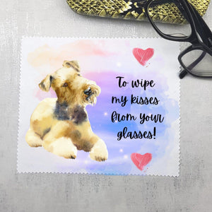 Glasses lens cleaning cloth, Soft cloth for eyeglasses, spectacles, screens, Airedale Terrier dog lover gift