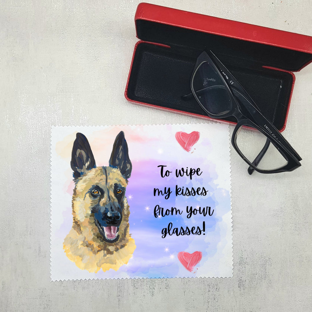 Glasses lens cleaning cloth, Soft cloth for eyeglasses, spectacles, screens, German shepherd dog lover gift