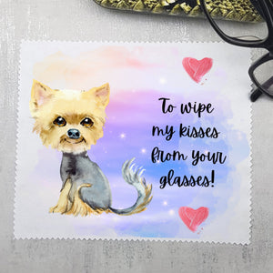 Soft cloth for eyeglasses, lens, spectacles, screens, Yorkshire terrier dog lover gift