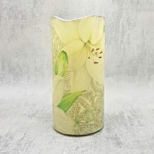 Load image into Gallery viewer, LED candle, White lilies flameless candle with flickering light, indoor and garden decor