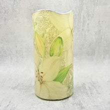 Load image into Gallery viewer, LED candle, White lilies flameless candle with flickering light, indoor and garden decor