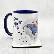 Load image into Gallery viewer, Love whales mug and coaster, Ceramic tableware, personalised mug and coaster