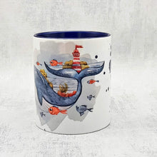 Load image into Gallery viewer, Love whales mug and coaster, Ceramic tableware, personalised mug and coaster