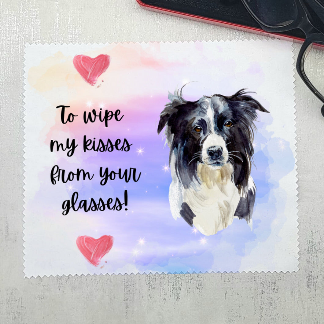 Glasses lens cleaning cloth, Soft cloth for eyeglasses, spectacles, screens, collie, dog lover gift
