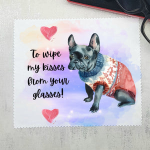 Soft cloth for eyeglasses, lens, spectacles, screens, French buldog lover gift