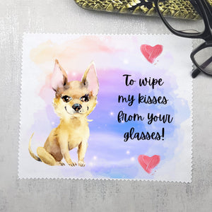 Glasses lens cleaning cloth, Soft cloth for eyeglasses, spectacles, screens, Chihuahua dog lover gift