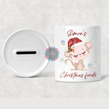 Load image into Gallery viewer, Personalised Christmas animals ceramic money box, personalised piggy bank gift