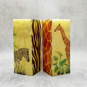 African giraffe and zebra decorative square wax candle - Gift Affair