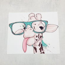 Load image into Gallery viewer, Personalised funny giraffe soft cloth for eyeglasses, lens, spectacles, screens, owl lover gift