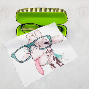 Personalised funny giraffe soft cloth for eyeglasses, lens, spectacles, screens, owl lover gift