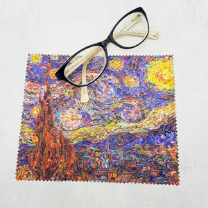 Van Gogh Starry Night collage soft cloth for eyeglasses, lens, spectacles, screens, owl lover gift