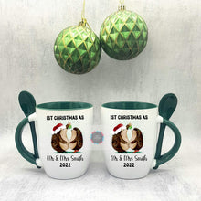 Load image into Gallery viewer, Personalised First Christmas as married Mr &amp; Mrs cermaic mugs, keepsake gift