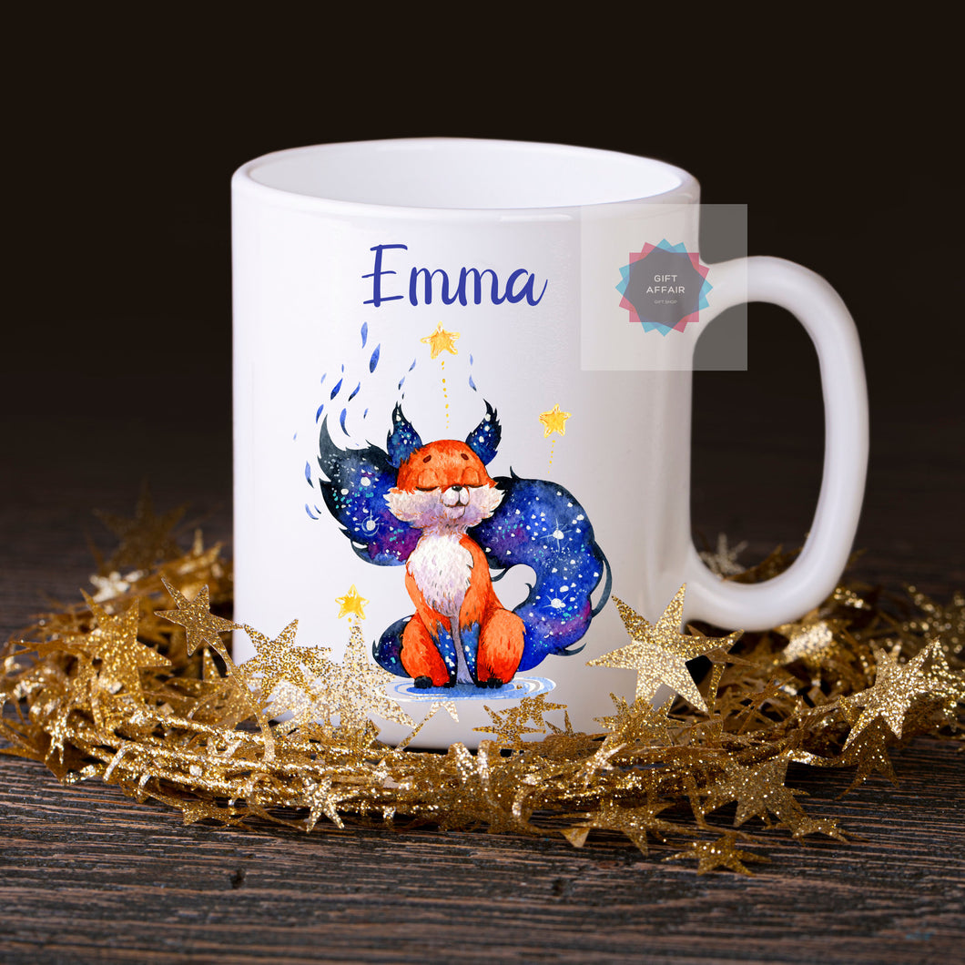 Personalised ceramic mug, Starry fox mug, tableware gift