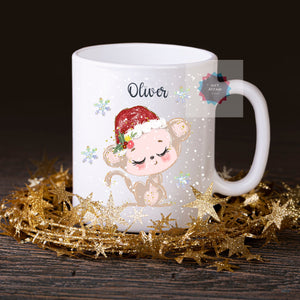 Personalised Christmas animals ceramic mug, tableware personalised gift