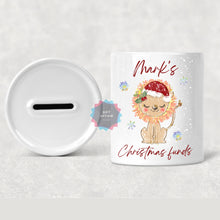 Load image into Gallery viewer, Personalised Christmas animals ceramic money box, personalised piggy bank gift