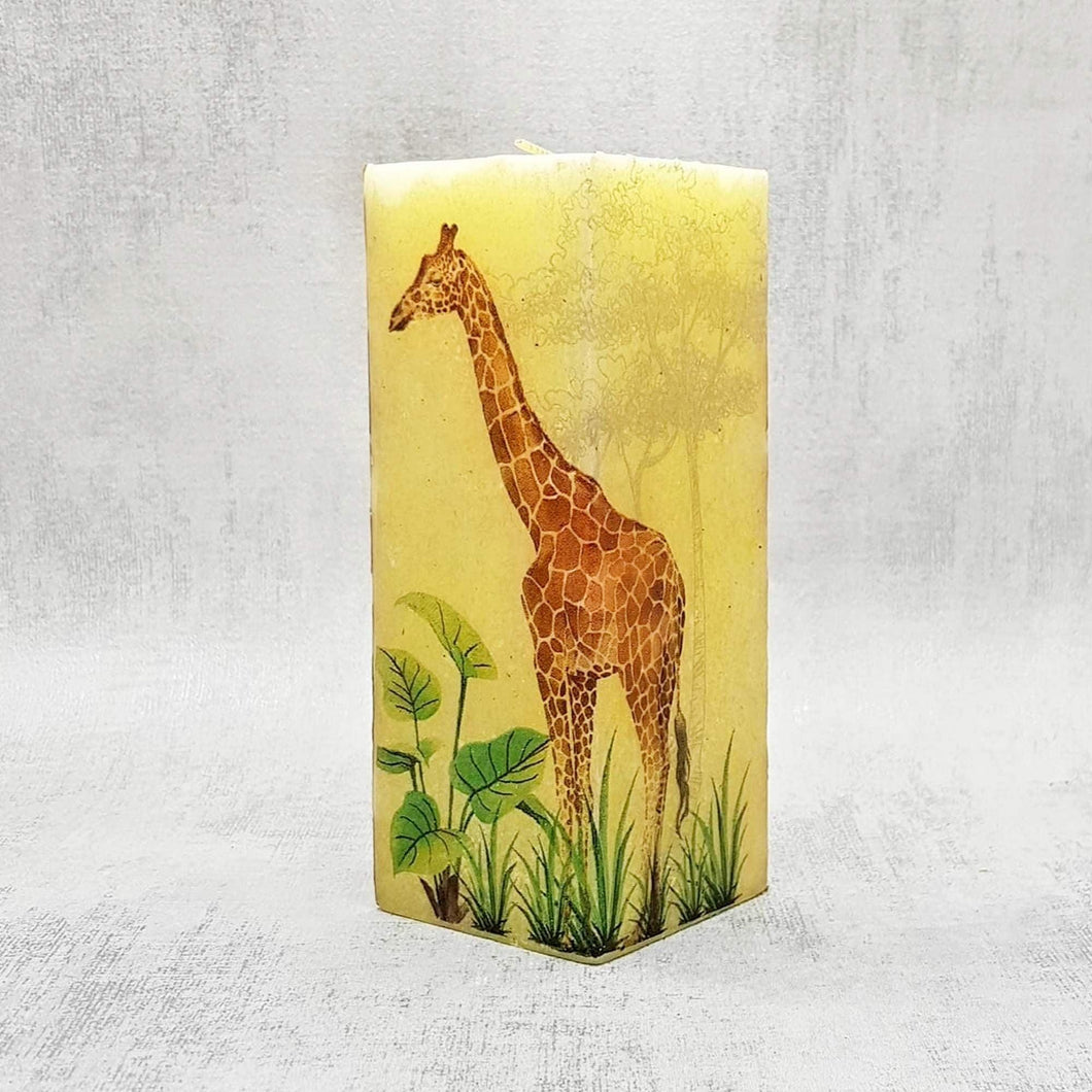 African giraffe and zebra decorative square wax candle - Gift Affair