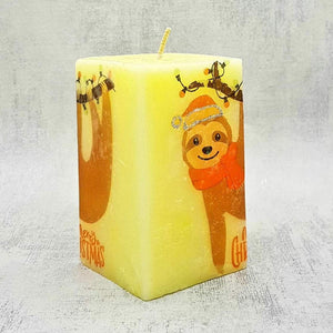 Christmas sloth decorative square candle, Christmas candle indoor and outdoor decor