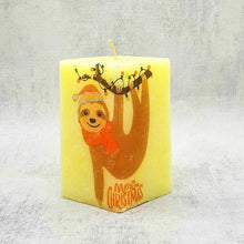 Load image into Gallery viewer, Christmas sloth decorative square candle, Christmas candle indoor and outdoor decor