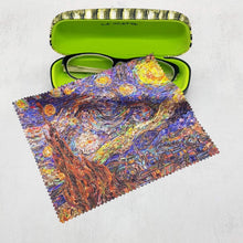 Load image into Gallery viewer, Van Gogh Starry Night collage soft cloth for eyeglasses, lens, spectacles, screens, owl lover gift