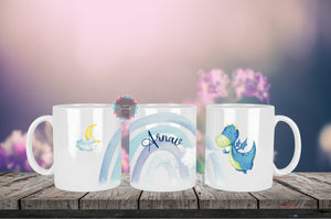 Personalised purprle or blue dragon mug, gift for child, sister, best firend, brother