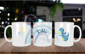 Personalised purprle or blue dragon mug, gift for child, sister, best firend, brother