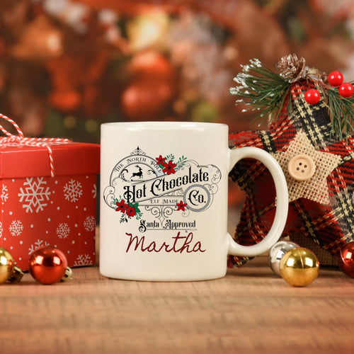 Personalised Christmas mug, Hot chocolocate mug, Christmas tableware gift, Secret Santa gift