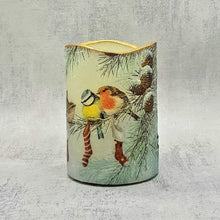 Load image into Gallery viewer, Christmas LED candles, festive winter birds flameless scented candle decor, Secret Santa gift
