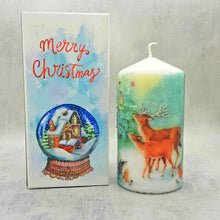 Load image into Gallery viewer, Decorative deer in the forest candle, Festive candle gift and decor, Secret Santa gift