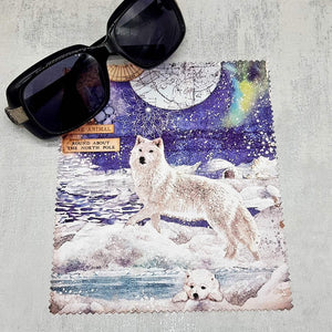 Arctic Wolf soft cloth for eyeglasses, lens, spectacles, screens, Christmas stocking filler, small gift
