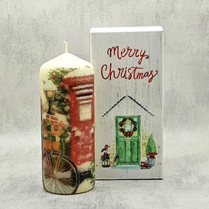 Christmas candle, Pillar candle, Decorated Candle, Traditional Christmas, Secret Santa gift