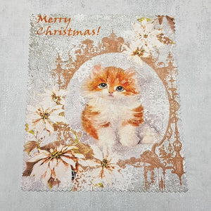 Christmas Cat soft cloth for eyeglasses, lens, spectacles, screens, Christmas stocking filler, small gift
