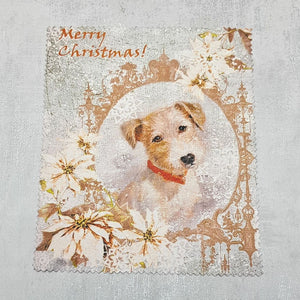 Christmas Dog soft cloth for eyeglasses, lens, spectacles, screens, Christmas stocking filler, small gift