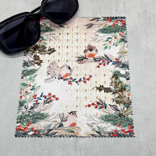 Load image into Gallery viewer, Winter birds soft cloth for eyeglasses, lens, spectacles, screens, Christmas stocking filler, small gift