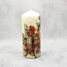Load image into Gallery viewer, Christmas candle, Pillar candle, Decorated Candle, Traditional Christmas, Secret Santa gift