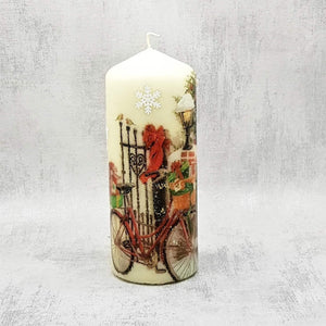 Christmas candle, Pillar candle, Decorated Candle, Traditional Christmas, Secret Santa gift